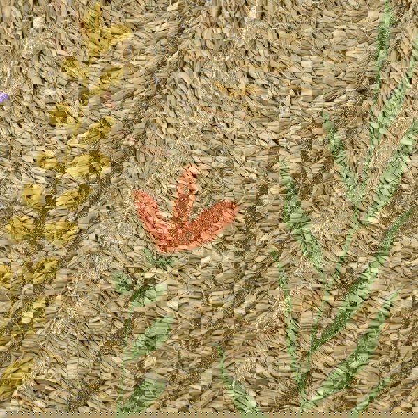 HOMESCAPES Round Floral Bulrush Placemats, Set of 2