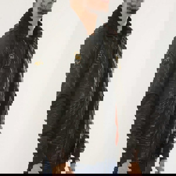 Leather Company Men's Leather Bomber Jacket Fur Collar Aviator Coat