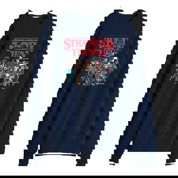 Stranger Things Kids Cartoon Group Sweatshirt - Navy