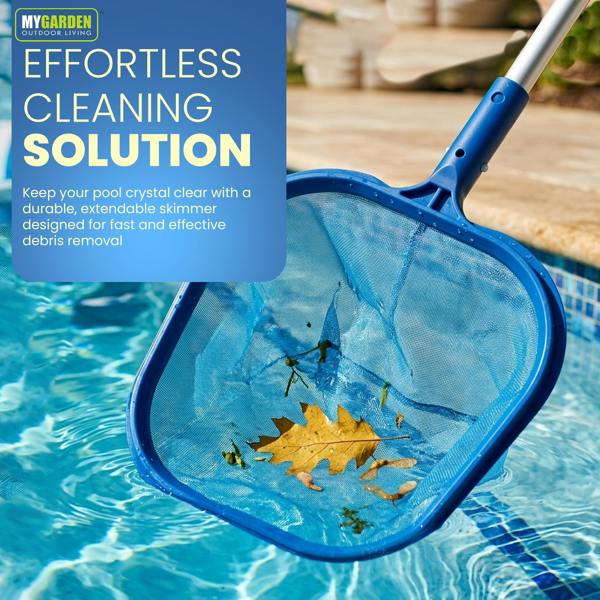 My Garden Outdoor Living Swimming Pool Leaf Skimmer Net with Fine Mesh, 160cm Long Swimming Nets with Durable Aluminium Handle for Leaves & Debris