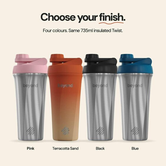 Beyond Shakers Brushed Steel & Pink Twist