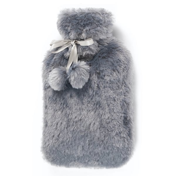 Generise 2 Litre Extra Long Hot Water Bottle & Plush Cover - 75cm x 11cm (Random Colour Blue, Purple or Light Grey)
