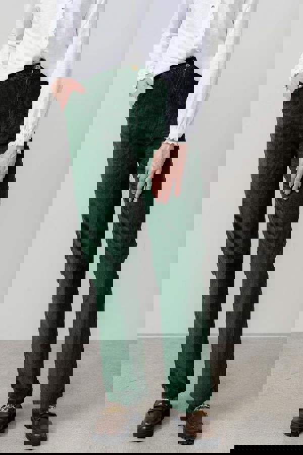 Strachan Stretch Cord Wide Leg Trouser Pine Green | Lily and Me Clothing