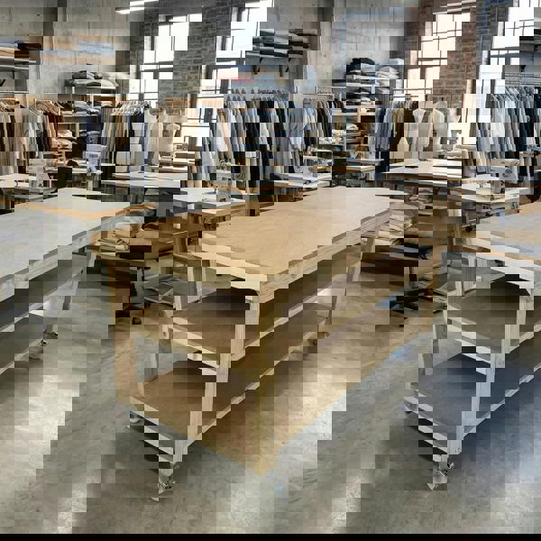 Arbor Garden Solutions Wooden Workbench MDF Top Depth-3ft With Wheels and Double Shelf