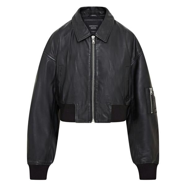 Infinity Leather Womens Oversized Leather MA-1 Bomber Jacket - Bozeman