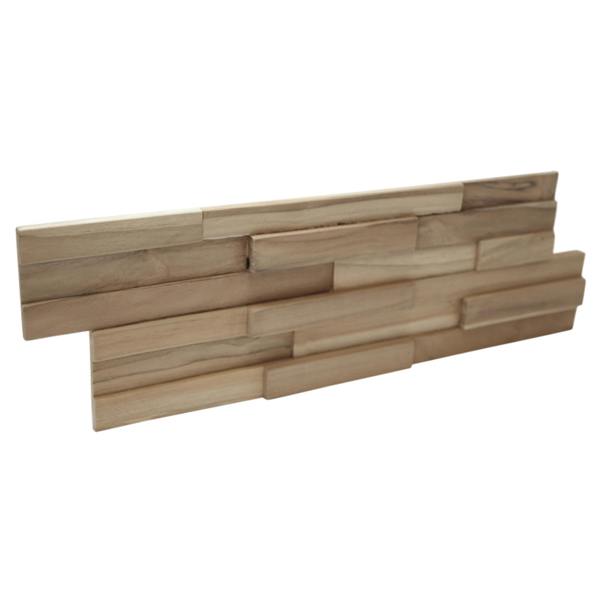 Wallsupply UltraWood Firenze Solid Teak Wood Panels, Wall Cladding 3D Interlocking Tiles, 10pcs 0.9m²
