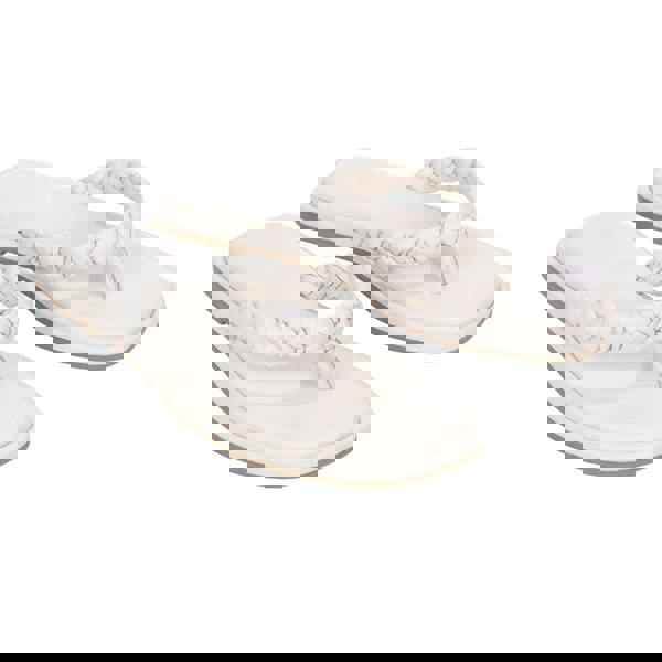 Dune London Womens/Ladies Loxx Plaited Leather Toe Post Flat Sandals - Ecru