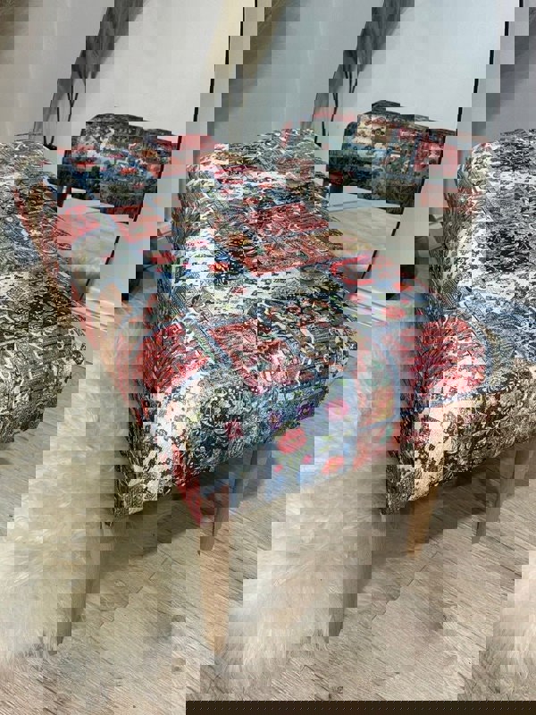 PREMIUM PRINTED PATTERN FABRIC FOOTSTOOL POUFFE FOOTREST TABLE - ISTOOLS