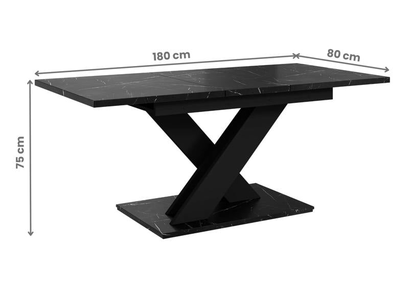 PHD Furniture BRONX Extendable Dining Table 140–180cm – Black Royal Marble Effect