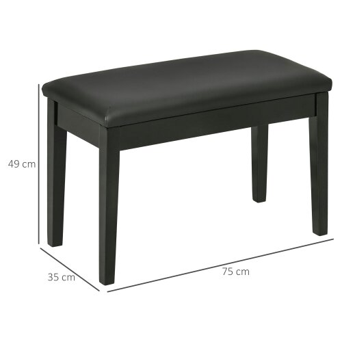 Wyld Haus Ziyo Faux Leather Black Piano Bench With Padded Seat And Storage Compartment