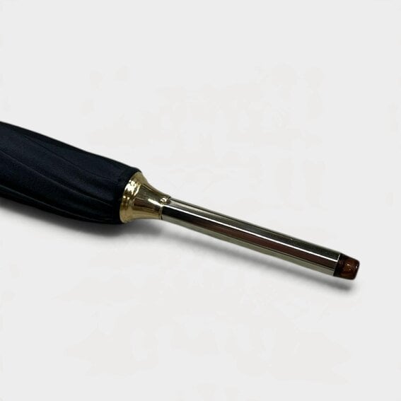 Alexander McQueen Gold Skull Umbrella Wood Detailing Black