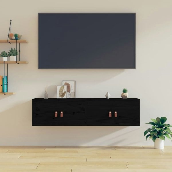 Berkfield Wall Cabinets 2 pcs Black 60x30x30 cm Solid Wood Pine