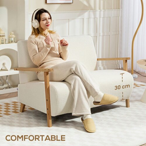 Wyld Haus Hadimi Sherpa Boucle Cream White Compact 2 Seater Sofa