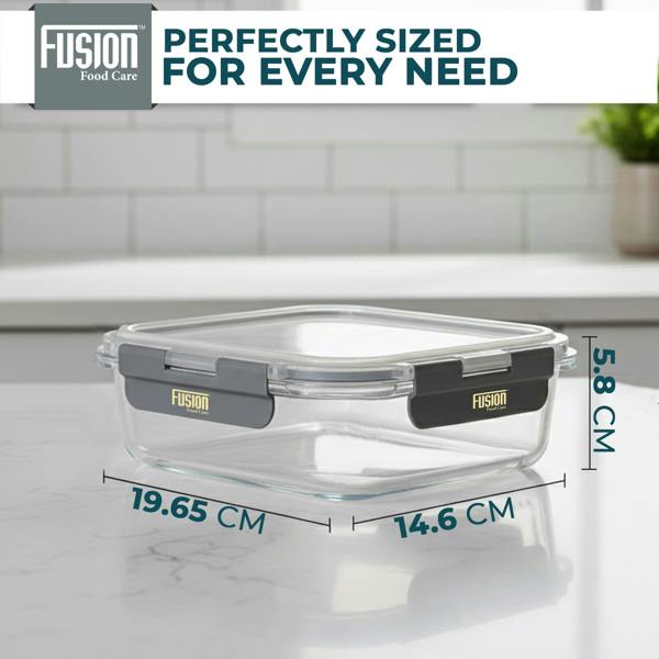 Fusion Food Care Food Storage Containers with Airtight Lids 10 Pack - 5x370ml & 5x1040ml Glass Meal Prep Containers Set BPA Free Glass Food Container