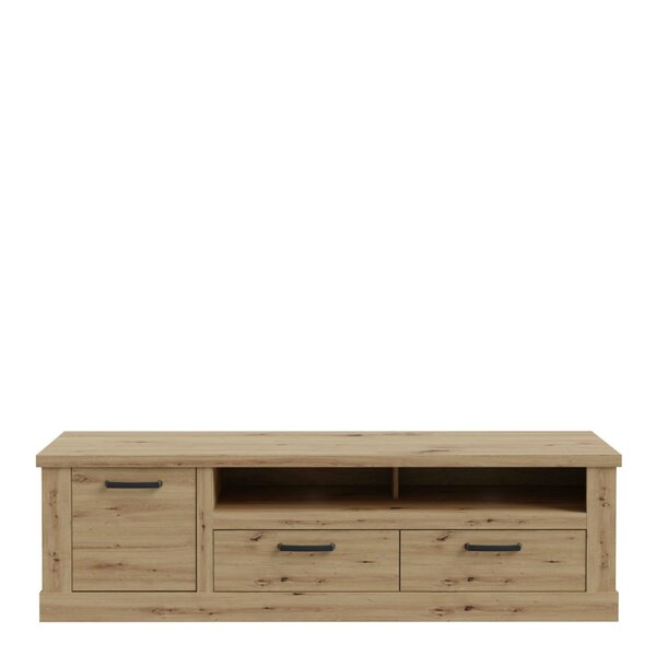 Wyld Haus Tampere Artisan Oak TV Unit with Black Handles 1 Door 2 Drawers