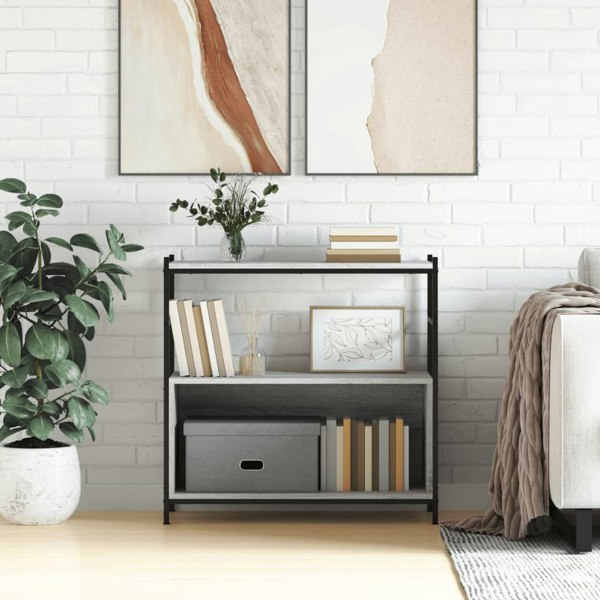 Berkfield Bookshelf Grey Sonoma 80x30x78.5 cm Engineered Wood and Iron