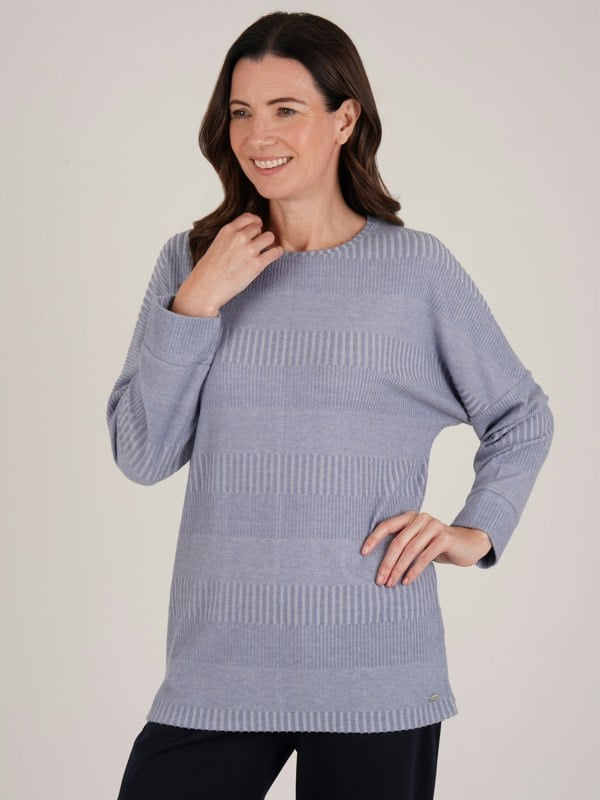 TIGI-Wear Solid Textured Three Quatered Sleeve Top