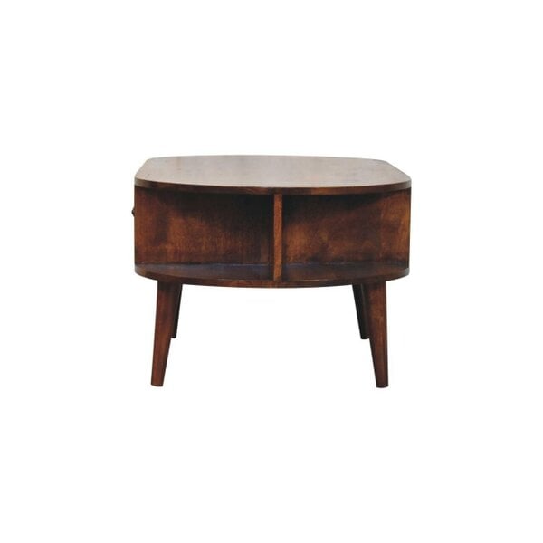 Artisan Furniture Solid Wood Chestnut Oval Coffee Table with 2 Drawers, Brown
