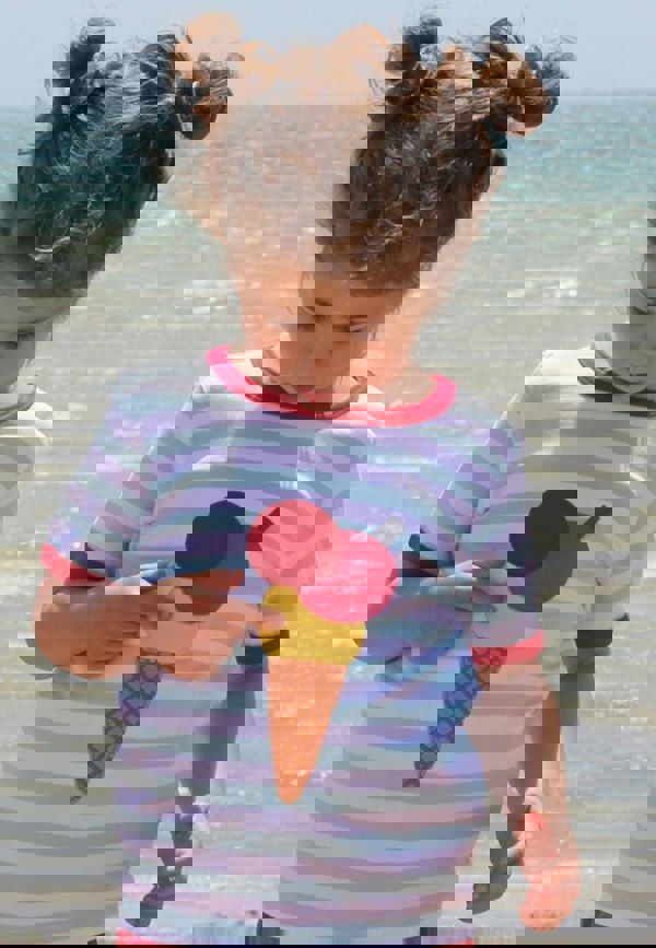 Organic Ice Cream Applique Short Sleeved T-Shirt - Toby Tiger