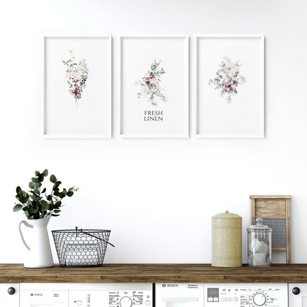 Decorative Laundry Room Accessories | Set of 3 wall art prints