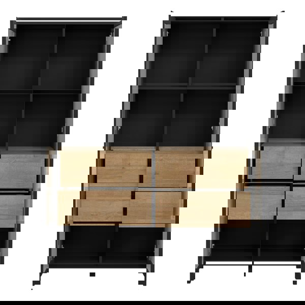 Furniture To Go High Rock Extra Wide Display Cabinet in Matt Black/Riviera Oak