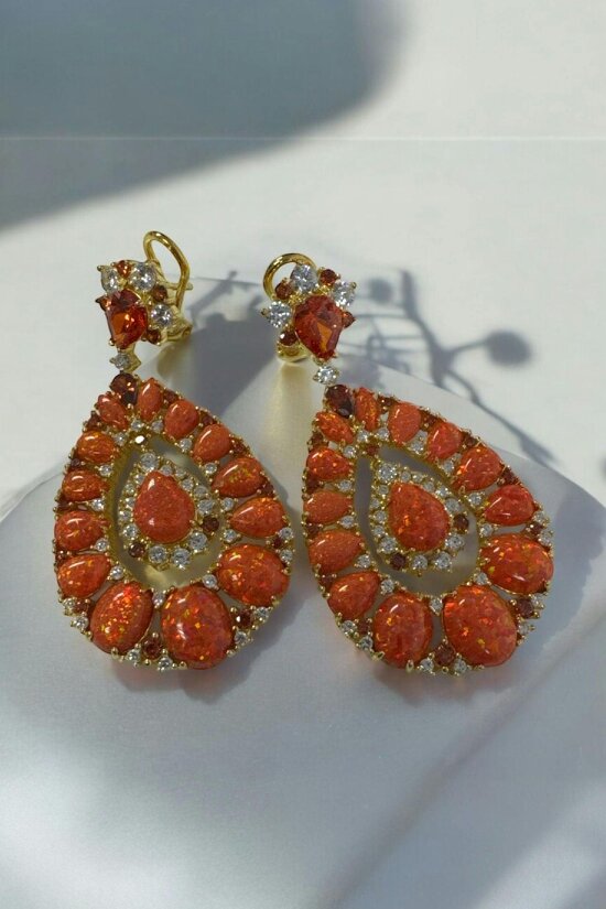 Latelita Paloma Fire Opal Drop Earrings Gold