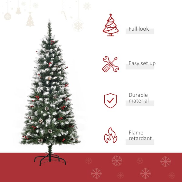 HOMCOM 5FT Artificial Christmas Tree Xmas Indoor Decoration w/ Pinecone