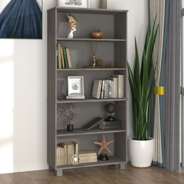 Berkfield Highboard HAMAR Solid Wood Pine Light Grey