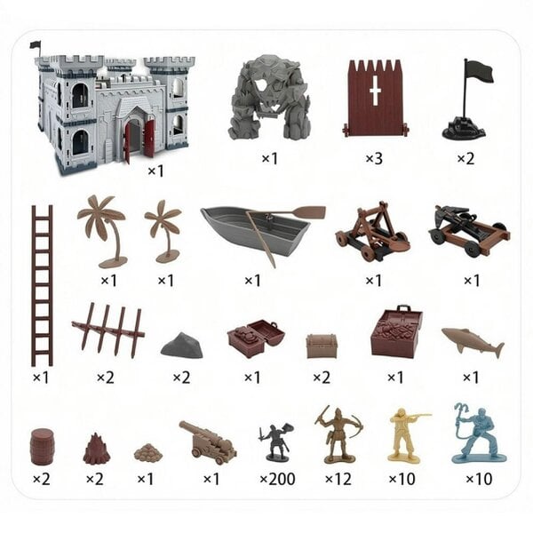 deAO Toys deAO 310 PCS Medieval Castle Knight Playset, Army Soldier Toys for Kids