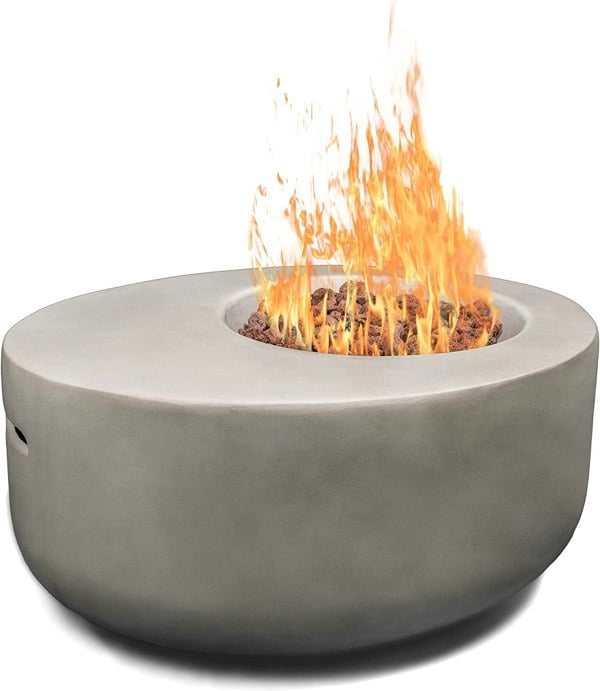 MDA Designs ECHO Light Grey Lavish Garden & Patio Gas Fire Pit with Eco-Stone Finish