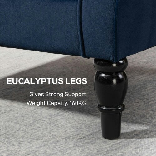 Wyld Haus Rake Dark Blue Retro Wingback Accent Chair With Button Tufted Upholstery