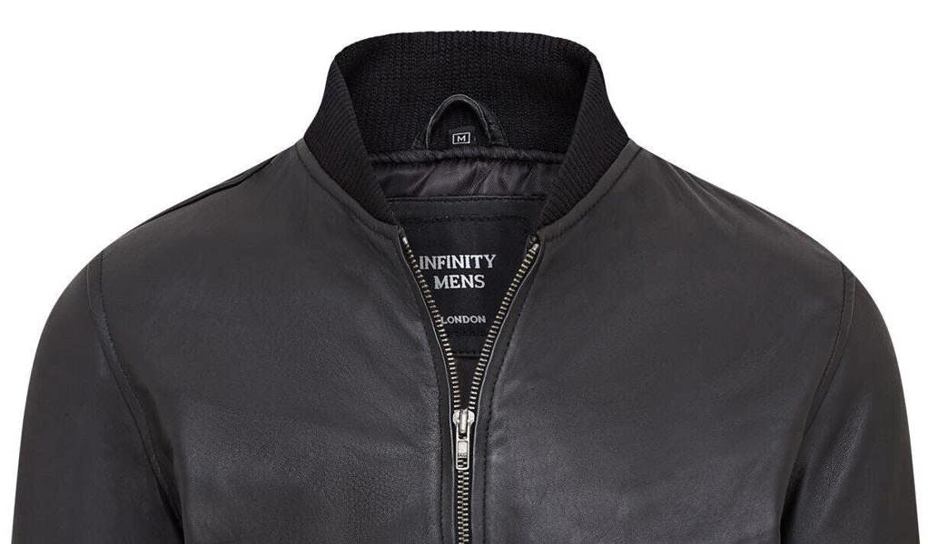 Infinity Leather Mens Soft Leather MA-1 Varsity Bomber Jacket