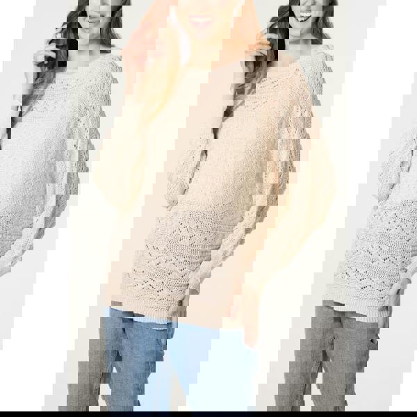 Blue Vanilla Pointelle Cable Batwing Jumper