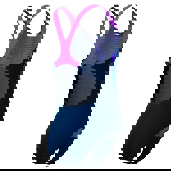 Speedo girls digital placement splashback swimsuit in navy and pink