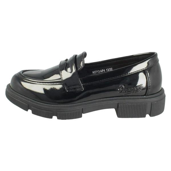 Pineapple Girls Pineapple Black Slip On Loafer School Shoes H2713