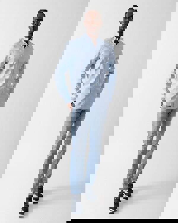 BOSS Orange Rickert Mens Long Sleeve Shirt - Open Blue 460 - CHO - Designer Mens Long Sleeve Shirts