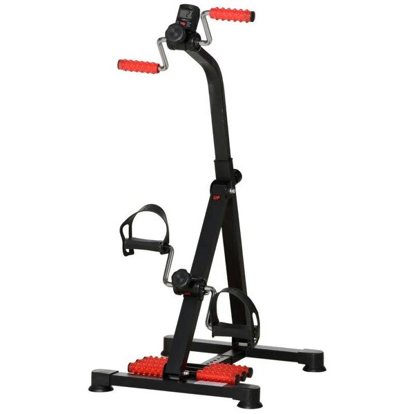 Portable Exercise Bike for Home Pedal Exerciser Height-adjustable 56L x 44- 56W x 75- 97H cm Black and Red