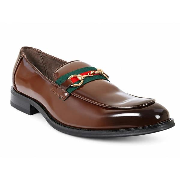 Dolcetto Men's Patent Vegan Leather Slip-On Horsebit Loafers