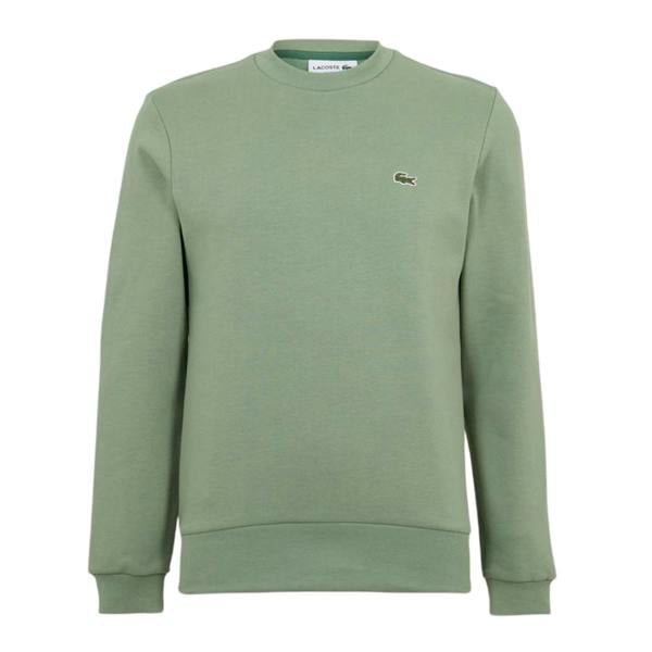 Lacoste Mens Embroidered Logo Fleece Crew Neck Sweatshirt - Thyme Green - 