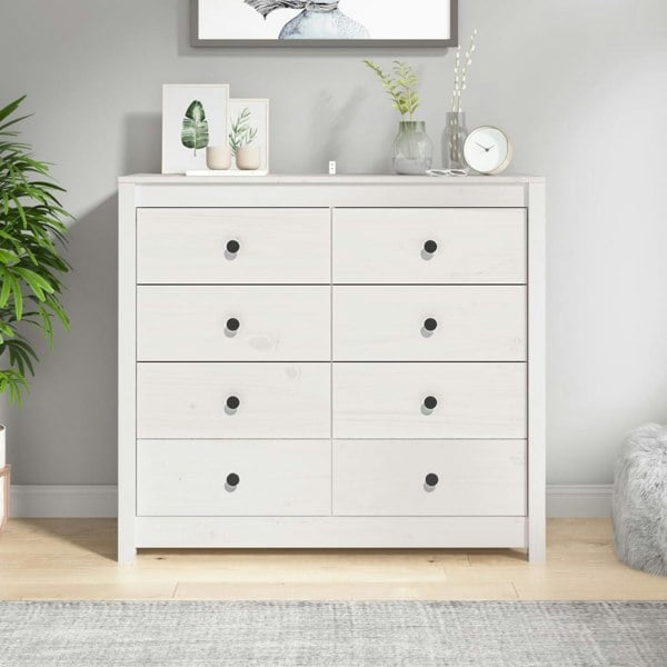 Berkfield Side Cabinet White 100x40x90 cm Solid Wood Pine