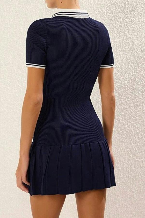 WOVCOR Mini Polo Collar Knit Dress
