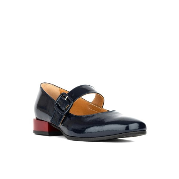 Embassy London Bliss - Navy - Women's block heel square toe patent leather Mary-Jane