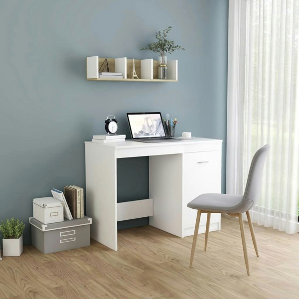 Berkfield Desk White 100x50x76 cm Engineered Wood