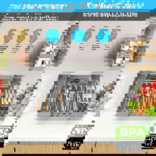 MANTRARAJ Cutlery Drawer Organiser Plastic Expandable Kitchen Drawer Organiser Cutlery Tray Utensil Tray