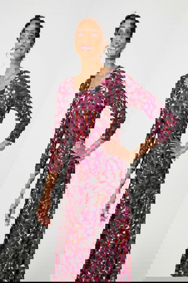 Red | Animal Print Hanky Hem Jersey Dress
