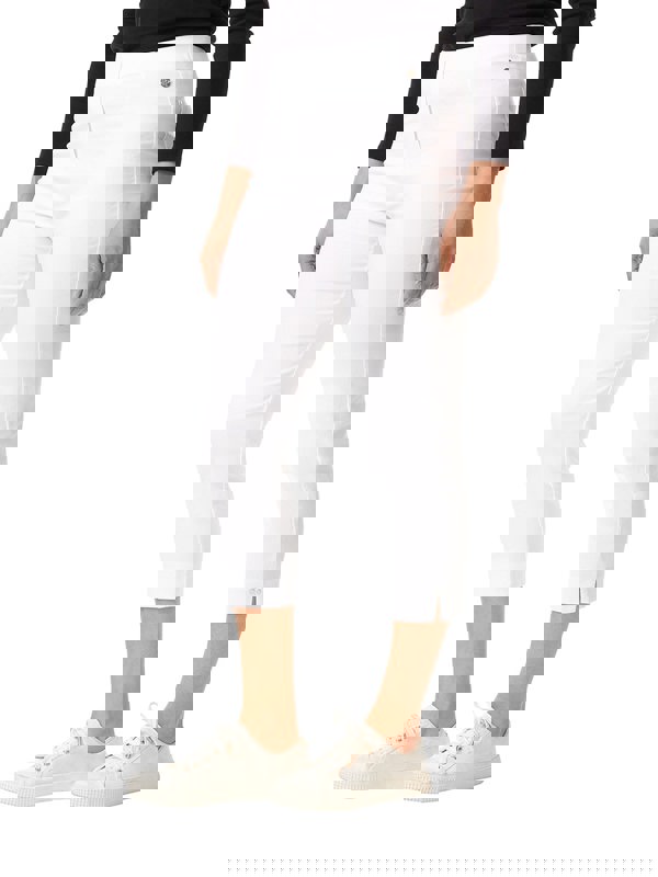 PennyPlain Cropped Bengaline Capri Trousers - White