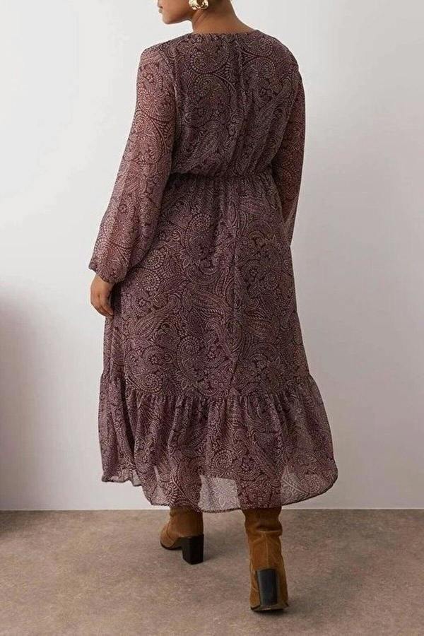WOVCOR Chiffon Midi Woven Plus Size Dress