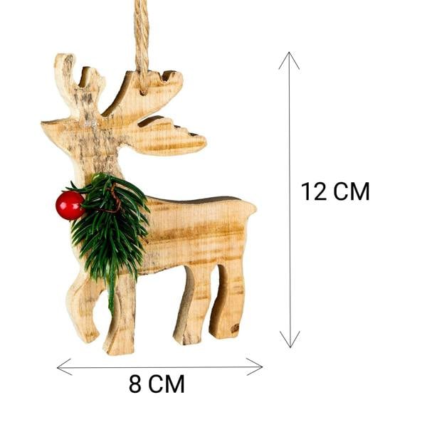 5cm Wooden Craft Reindeer Shape Tree Hanging Decoration, Natural Wood Christmas Ornament image 5