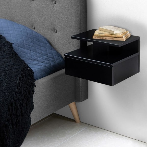 Furniture To Go Ashlan Bedside Table with 1 Drawer in Black