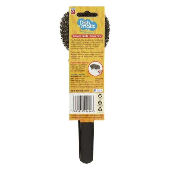 Dishmatic Scrubbee Solid Steel Handle Stainless Steel Scourer Head, 1 count